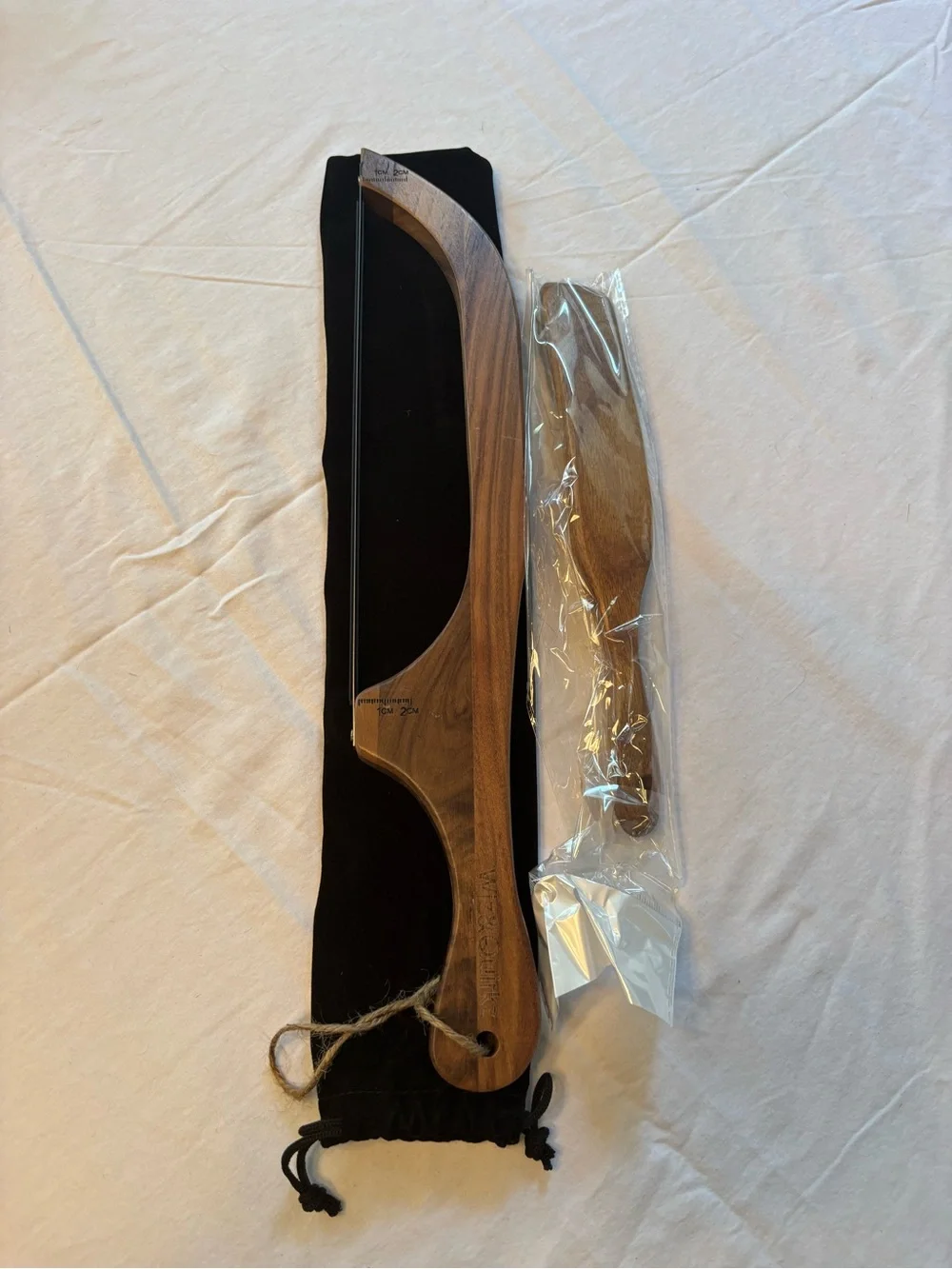 Wooden Bread Knife and Spatula Set - Natural Brown